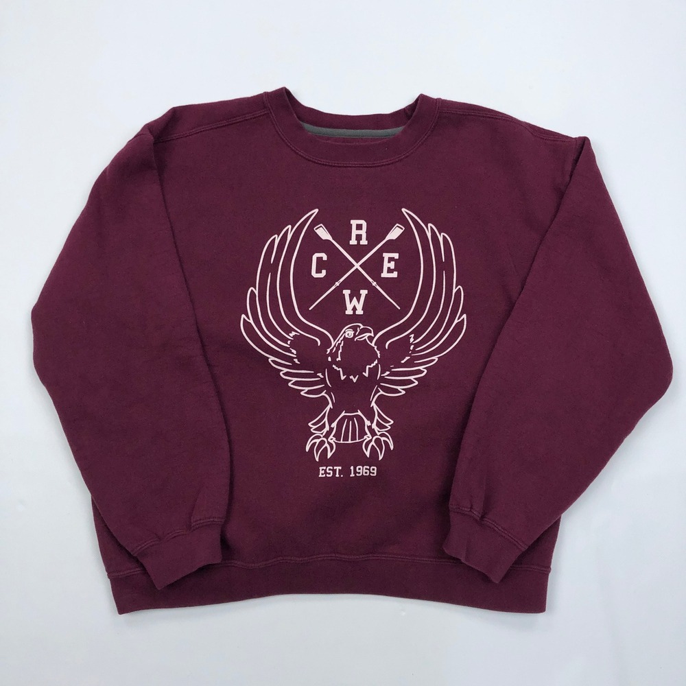 Gildan UNCW Seahawks Wilmington Crew Sweatshirt Mens Large Maroon Crewneck